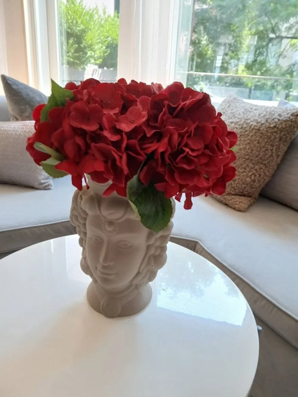 Artificial Hydrangea Flowers (4) stems  - rich burgundy